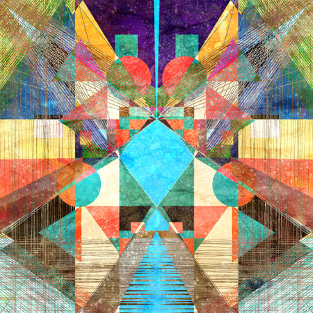 bright abstract graphic background with different geometric elementsの写真素材