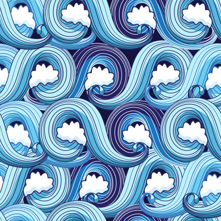 seamless abstract graphic pattern with sea wavesのイラスト素材