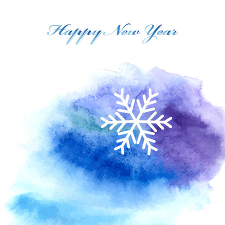 bright blue watercolor Christmas vector background with snowflakesのイラスト素材
