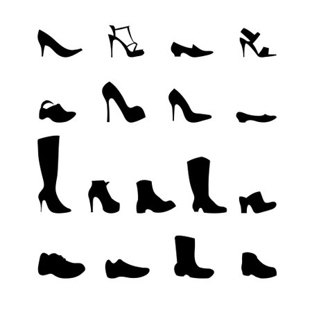 graphic set of different shoes on a white backgroundのイラスト素材
