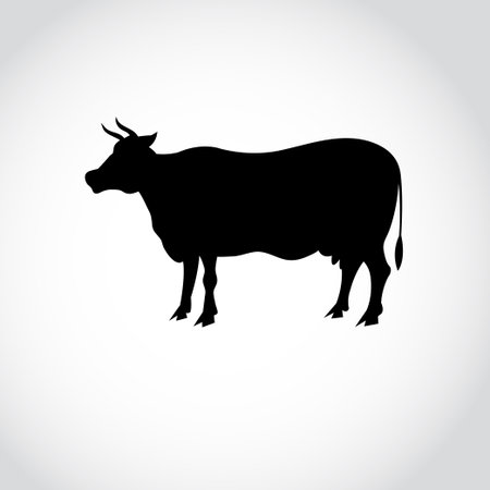 graphic silhouette of a cow on a white backgroundのイラスト素材