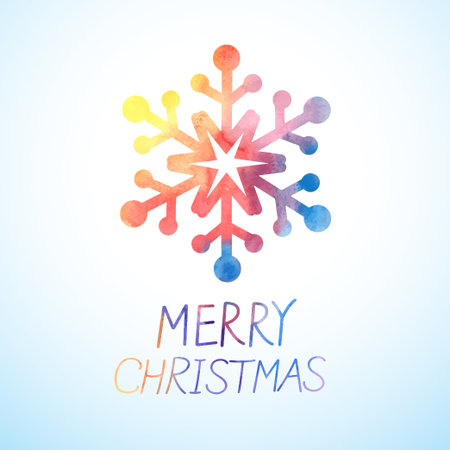 Beautiful vector watercolor silhouette snowflake on a light backgroundのイラスト素材