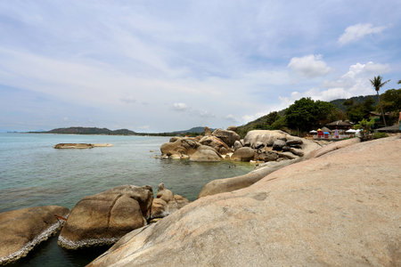 seascape with unusual rock formations in the water