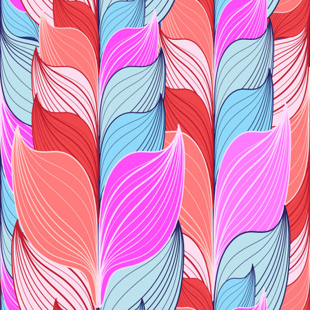 abstract bright colorful pattern of plant elementsのイラスト素材