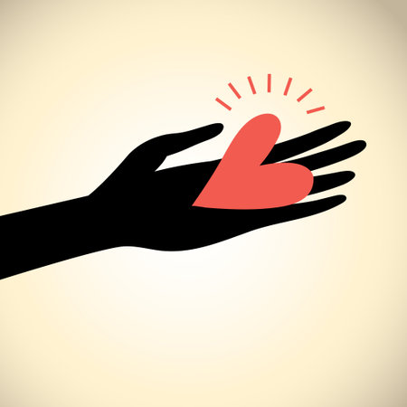 graphics card hand with a heart on a light backgroundのイラスト素材