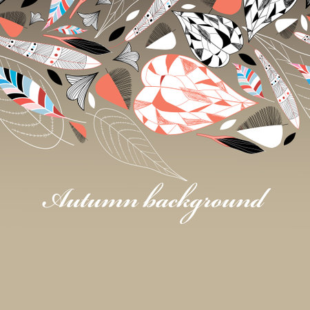 graphic natural background with autumn leavesのイラスト素材