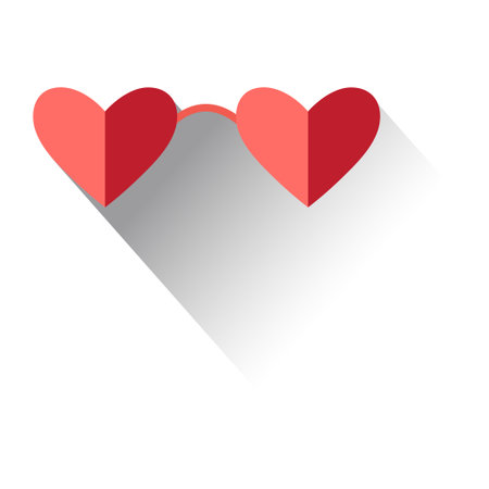 bright festive illustration of red heart-shaped glasses with shadowsのイラスト素材