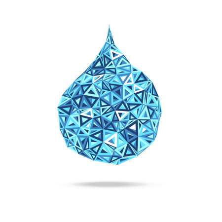 Blue abstract water drop their triangles on a white backgroundのイラスト素材