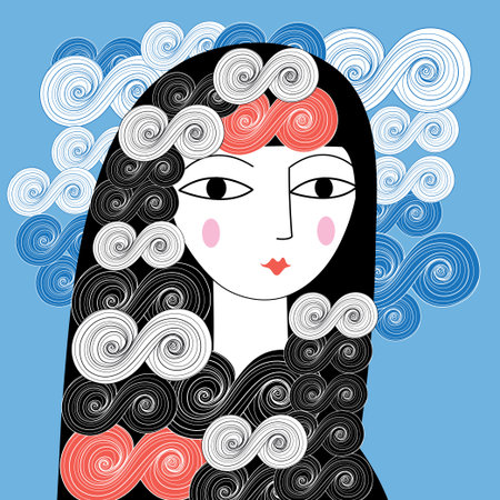 graphic portrait of a beautiful girl  illustrationのイラスト素材