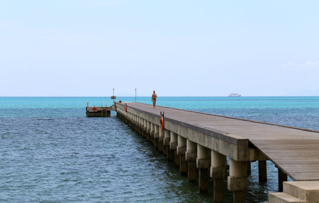 bright the  tropical a seascape with pierの写真素材