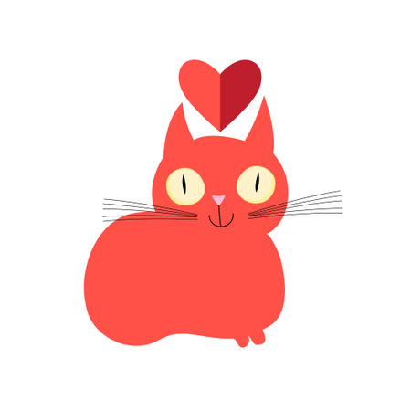 Red beautiful cat on a white backgroundのイラスト素材