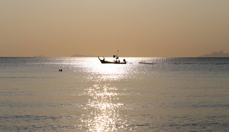 Beautiful sunset on the sea in Thailand on Koh Samuiの写真素材