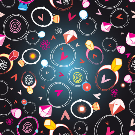 beautiful pattern of precious rings on a dark のイラスト素材