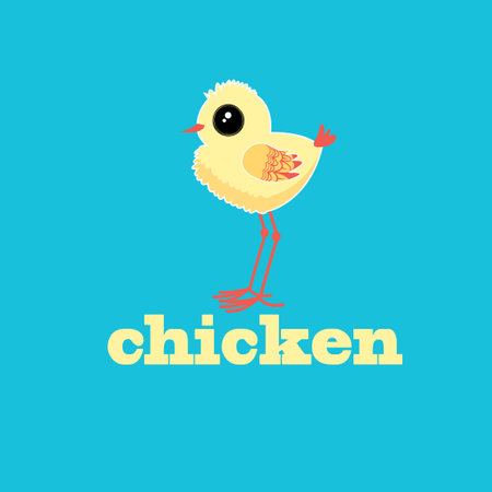 funny little chicken on a blue backgroundのイラスト素材