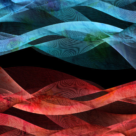 bright watercolor retro abstract background with waves