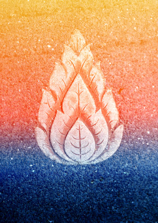 Beautiful ornament of the sheet on the wall photographed close upの写真素材