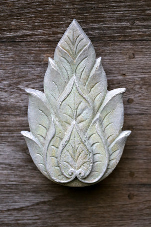 Beautiful ornament of the sheet on the wall photographed close upの写真素材