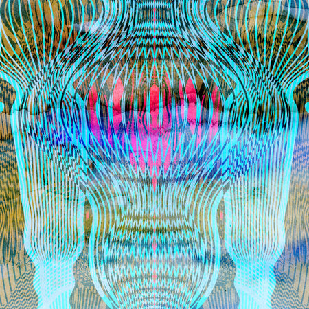 watercolor bright color background with different wavesの写真素材