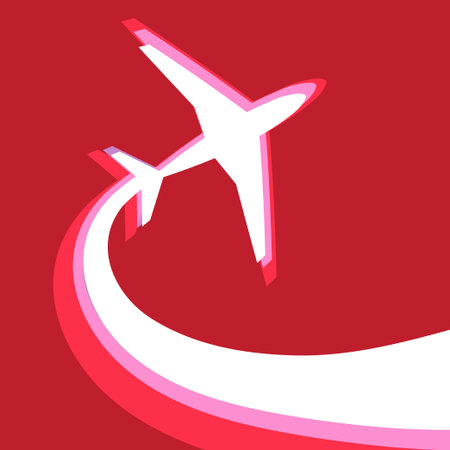 graphic symbol of an airplane on a red backgroundのイラスト素材