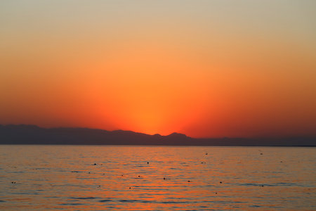 Beautiful sunset in the Mediterranean Sea in Turkeyの写真素材
