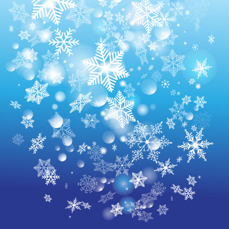 Retro winter watercolor background with different snowflakesのイラスト素材