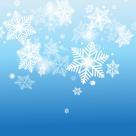 bright New Year greeting card with snowflakes on a red backgroundのイラスト素材