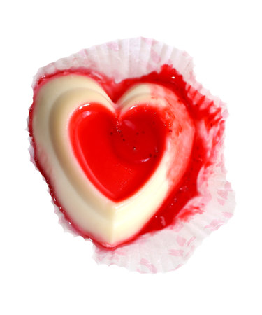 delicious cake heart is photographed close upの写真素材