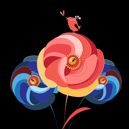 Beautiful vector illustration flower with multicolored petalsのイラスト素材