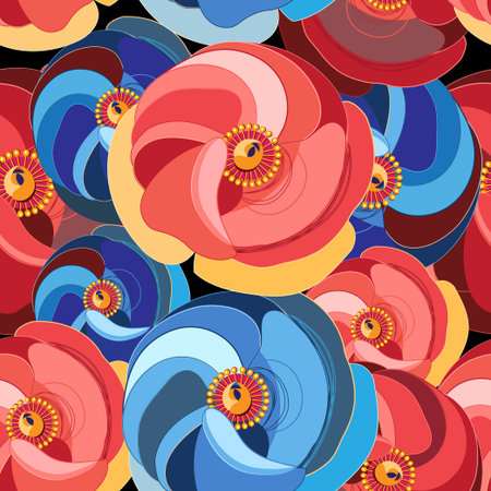 Beautiful vector illustration pattern  flower with multicolored petalsのイラスト素材