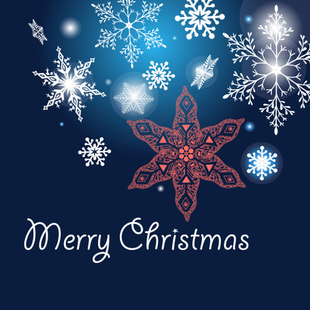 winter graphic background with different snow snowflakesのイラスト素材