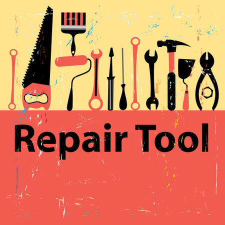 graphic icon set repair tools on white backgroundのイラスト素材