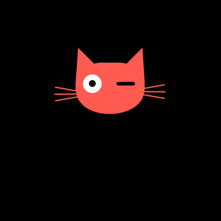 beautiful red sign vector portrait of a cat on a dark backgroundのイラスト素材