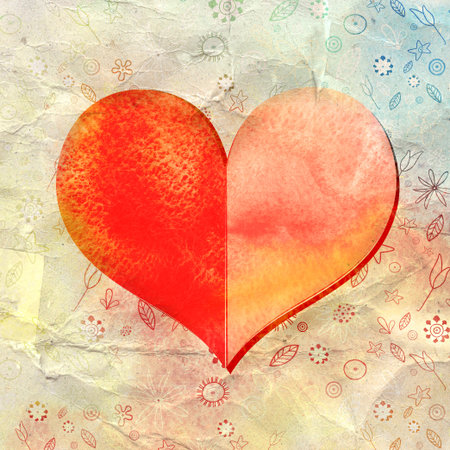 beautiful watercolor a heart for Valentine's dayの写真素材