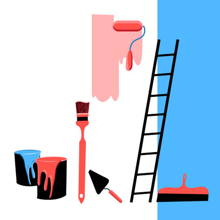 Beautiful vector illustration building tools for the repair of premisesのイラスト素材