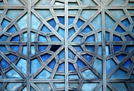 wooden blue ornamentの写真素材