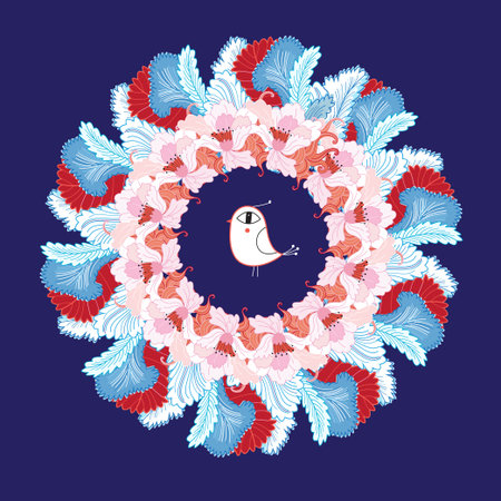 Beautiful graphic circular element on a blue backgroundのイラスト素材