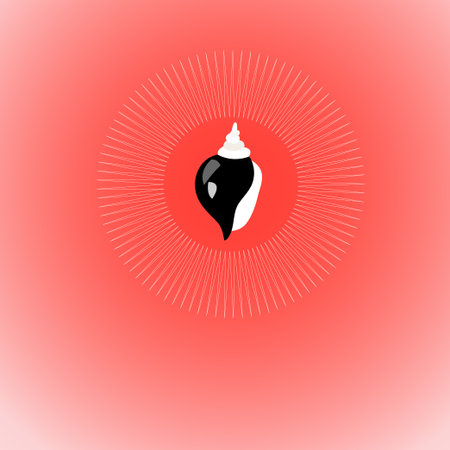 Beautiful illustration of black and white seashells on a red backgroundのイラスト素材