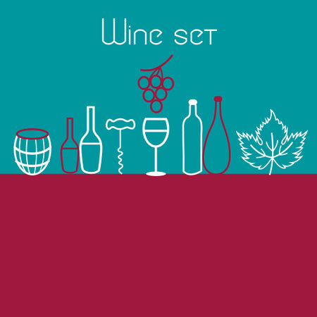 collection of graphic elements of the theme of wineのイラスト素材