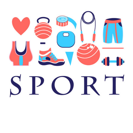 Different colored sports symbols on a white backgroundのイラスト素材