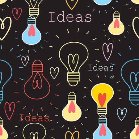 Seamless graphic pattern with light bulbs for ideasのイラスト素材