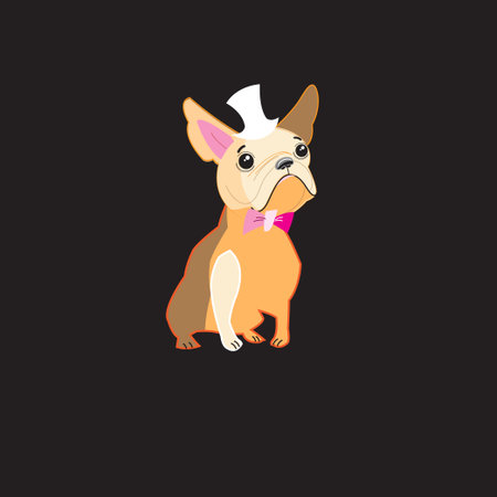 Funny vector dog bulldog on a dark backgroundのイラスト素材
