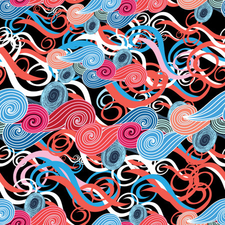 Abstract seamless graphic pattern of different interesting wavesのイラスト素材