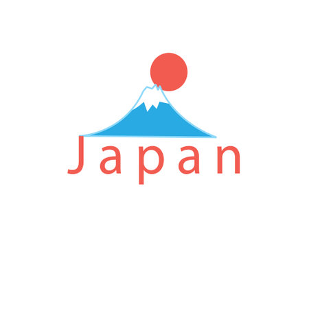Beautiful vector icon with the word Japan and Mount Fujiのイラスト素材