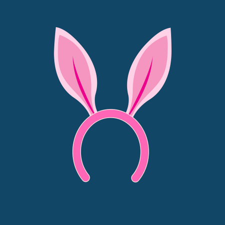 Festive pink rabbit ears head decoration on a dark backgroundのイラスト素材