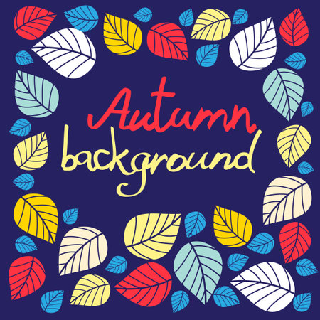 Autumn beautiful vector background of colorful leavesのイラスト素材