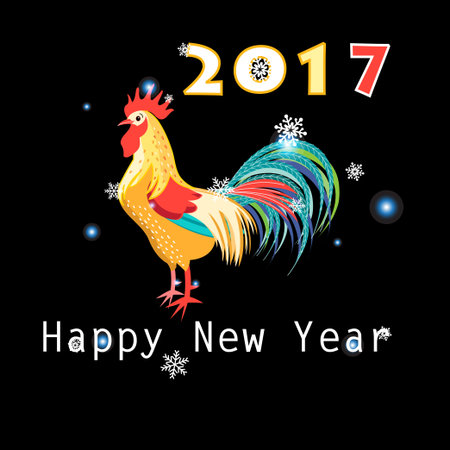 Greeting card for the New Year with a cockのイラスト素材