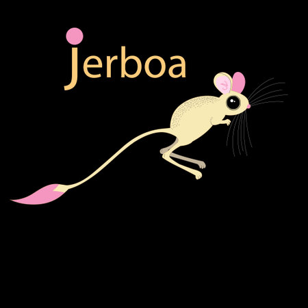 Funny vector jerboa jumping on a black backgroundのイラスト素材