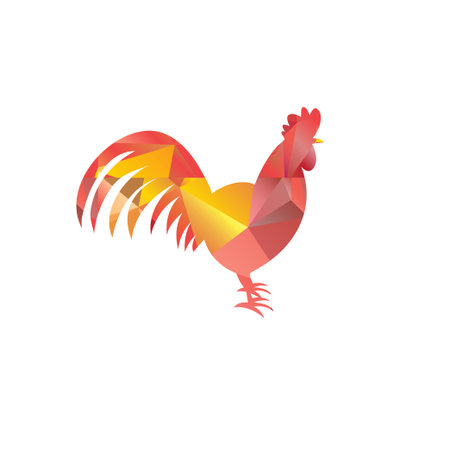 Color interesting silhouette triangles  sign of the rooster. The symbol of the New year.のイラスト素材