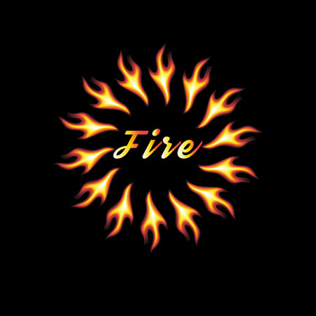 abstract element of fire on a black background with an inscriptionのイラスト素材