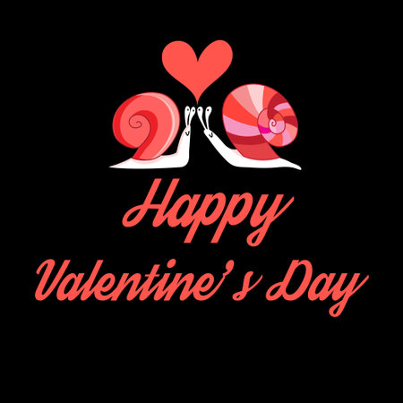 Graphical greeting card with snails to Valentines Dayのイラスト素材